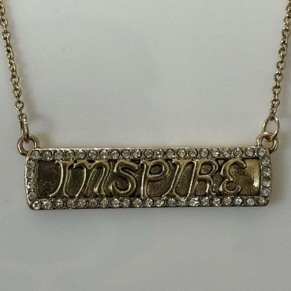INSPIRE Bar Charm Sign With Rhinestones Pendant Necklace - Picture 5 of 11
